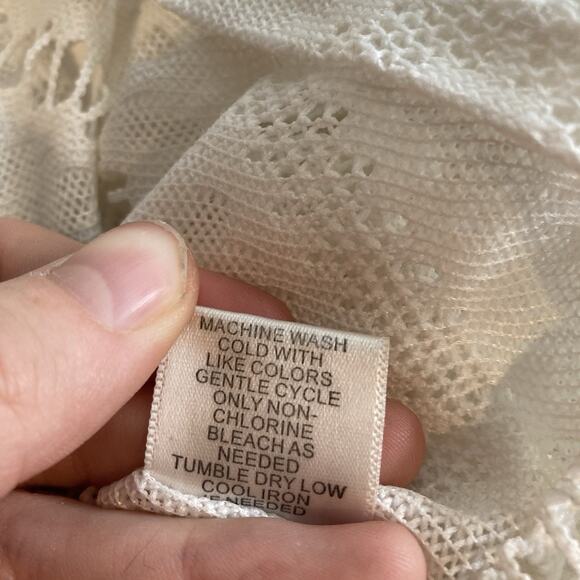 Women's Miken White Boho Pom Pom Poncho Cover-Up Size S‎ Flowy Beach Pool Summer - Picture 7 of 12